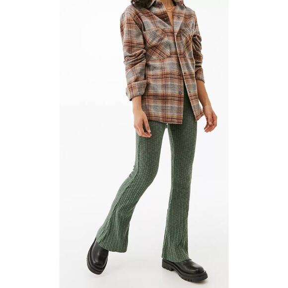 Urban Outfitters Green Ribbed Flare Pants - Picture 1 of 5